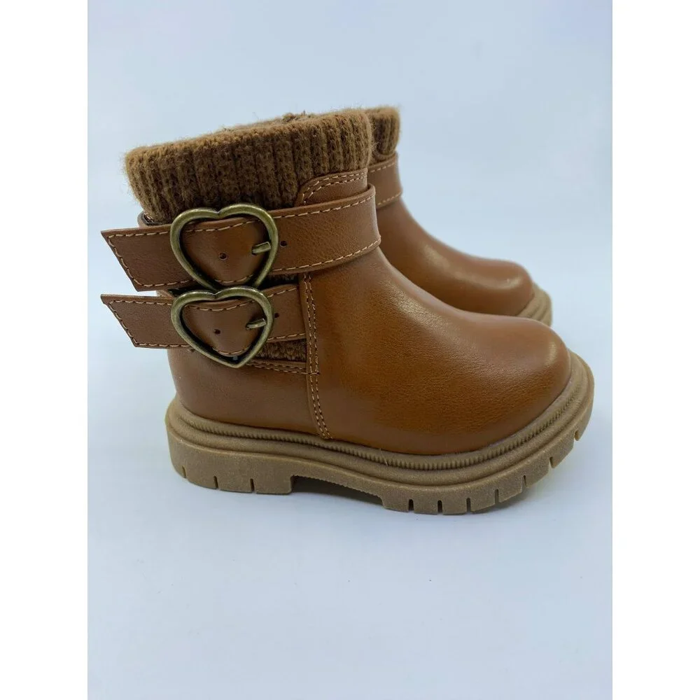 New Sugar Toddler Girls Lil Natalie Zipper Closure Boots - Carmel - Size 5
